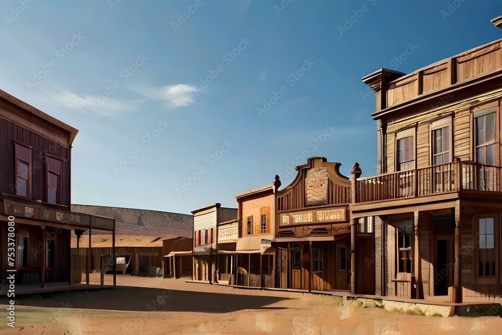background Old western town with saloon facades.cool wallpaper Generative AI