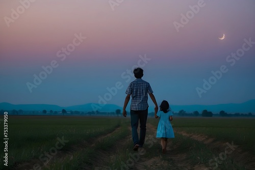 A Father's Guiding Hand as They Journey Through the Blue Hour-happy fathers day vibe
