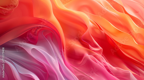 Close-up desktop wallpaper of Digital artwork featuring a smooth, flowing gradient of red to pink hues, resembling silk fabric in an abstract form.
