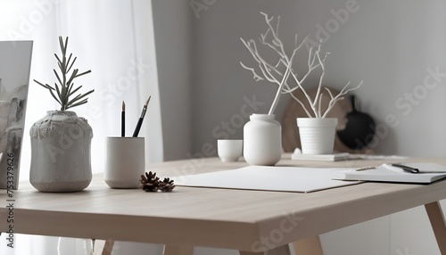 Clean Aesthetic  Scandinavian style table with decorations 