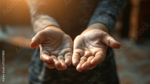 Open hands are praying to god. Generate AI image