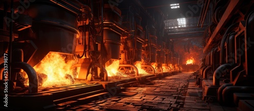 Industrial interior of a metallurgical plant.