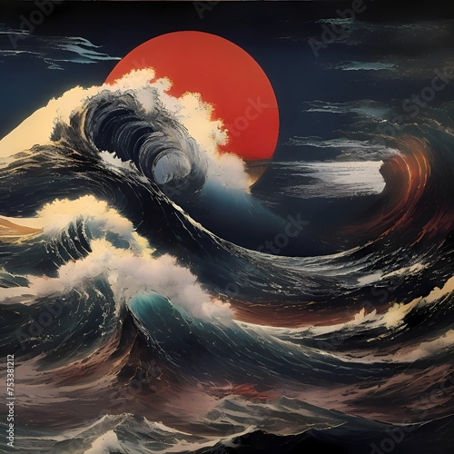 The Great Wave by Katsushika Hokusais in AI photo