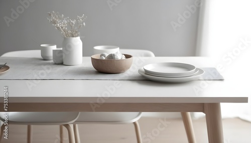 Clean Aesthetic Scandinavian style table with decorations