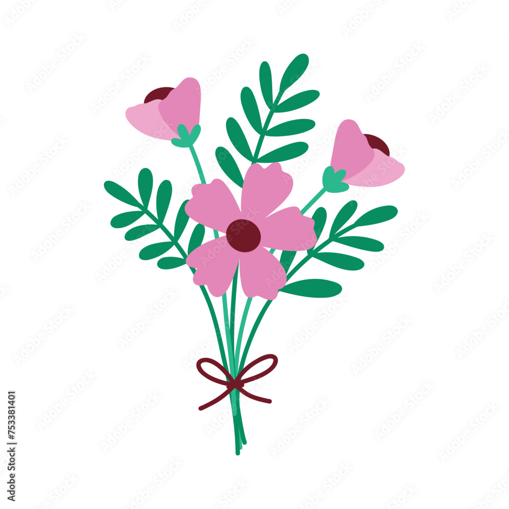 Naklejka premium Nature pink flower. botanical element. floral bouquets. Vector flowers. 