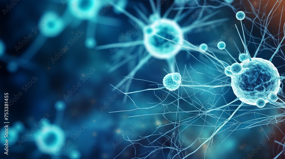 An abstract medical illustration is presented in the context of science and biology research. An abstract medical illustration is presented in the context of science and biology research.