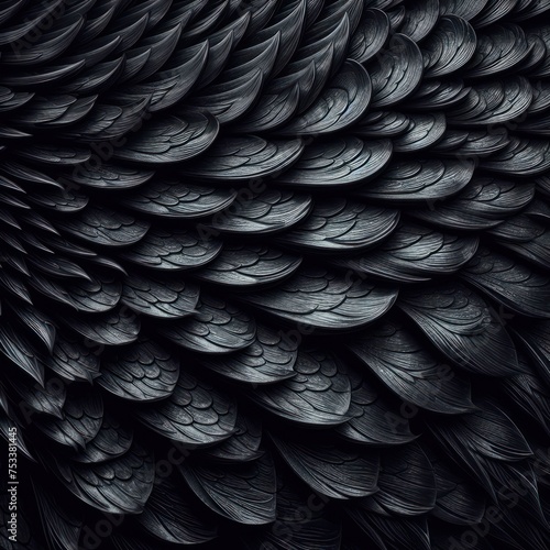 A fascinating close-up of intricate dragon feathers or scales