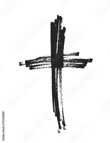 Hand drawn cross. Vector cross. The cross is made with a brush
