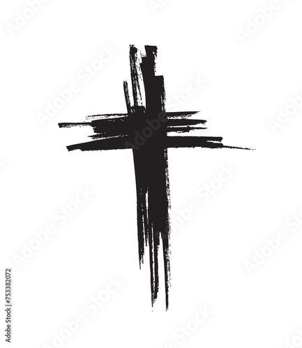 Hand drawn cross. Vector cross. The cross is made with a brush