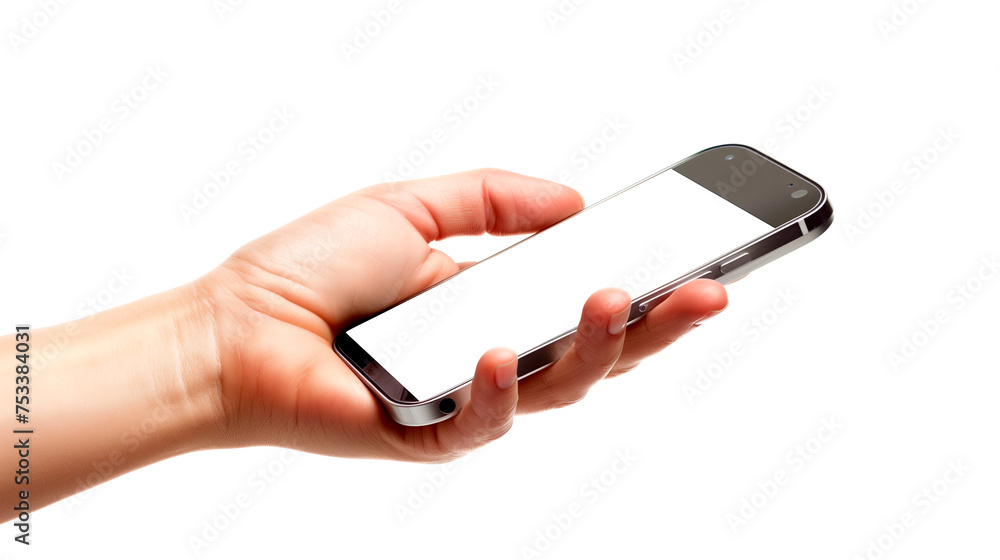 Hand Holding Mobile Phone with White Screen Hand Holding Mobile Phone with White Screen