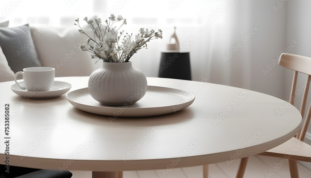 Clean Aesthetic Scandinavian style table with decorations