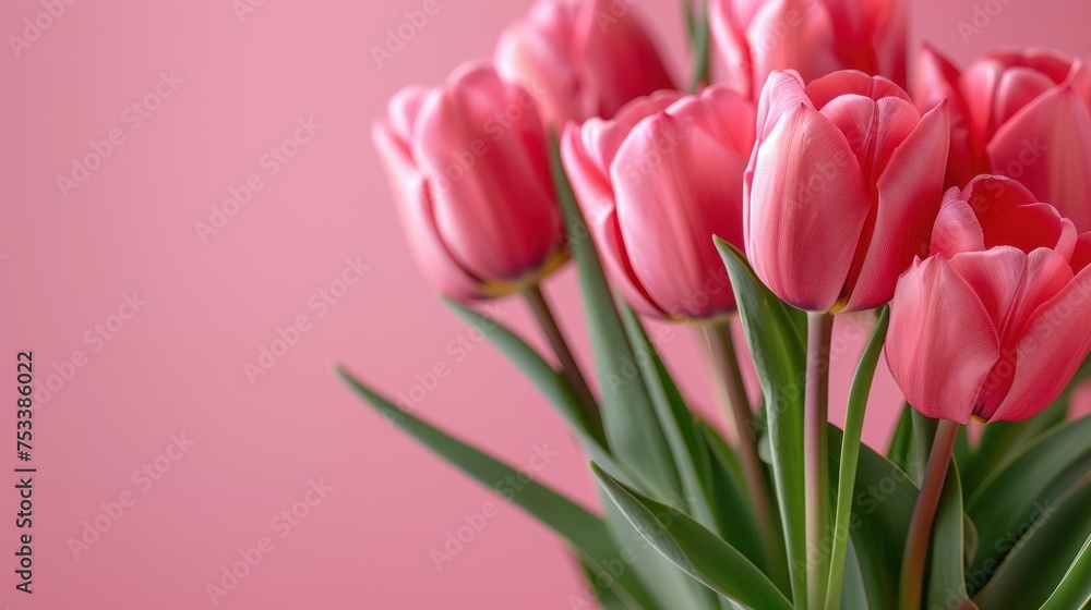 Beautiful pink tulip flower isolated on pink pastel background Beautiful pink tulip flower isolated on pink pastel background