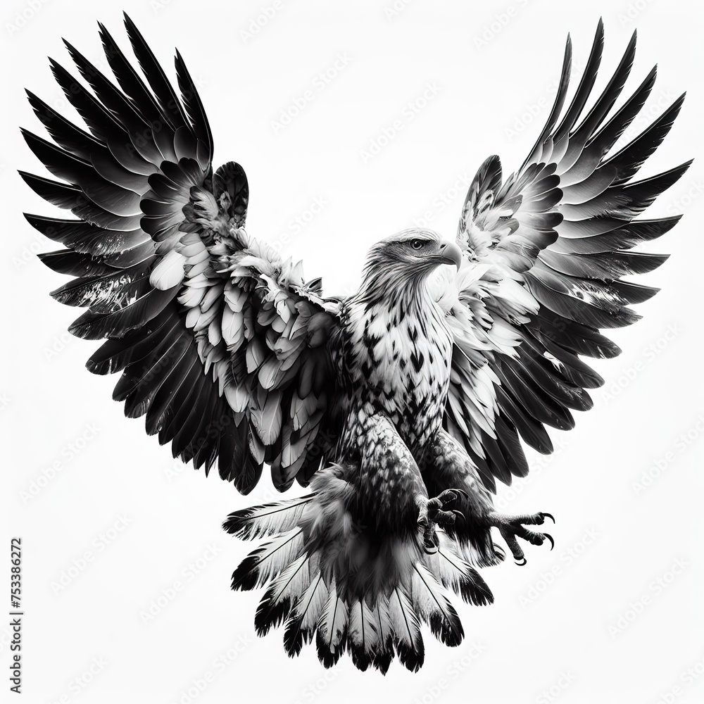 Eagle claws in attack position isolated on white generative ai - obrazy, fototapety, plakaty 