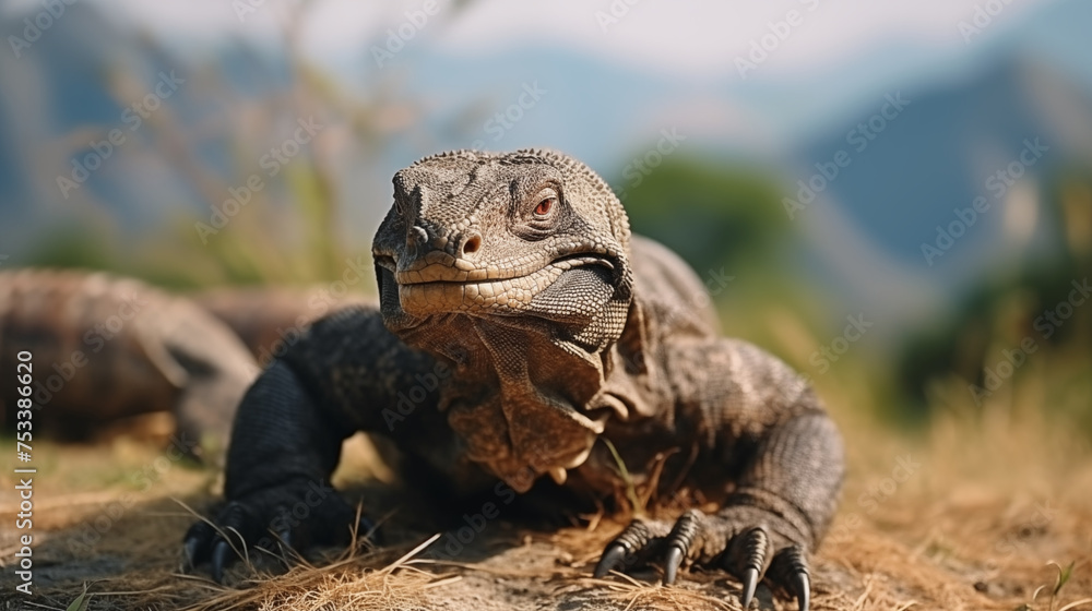 iguana sitting on the ground