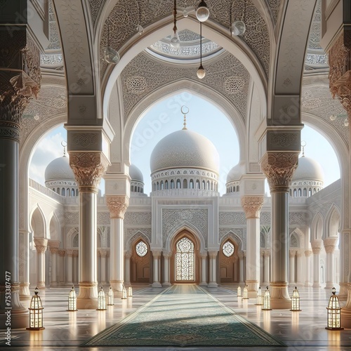 illustration of amazing architecture design of muslim mosque ramadan kareem, islamic architecture background ramadan kareem, Islamic Mosque, Ramdan, ramzan, eid, culture, arab, Generative Ai