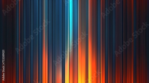 Abstract background with vertical lines of light  glowing in blue and orange color