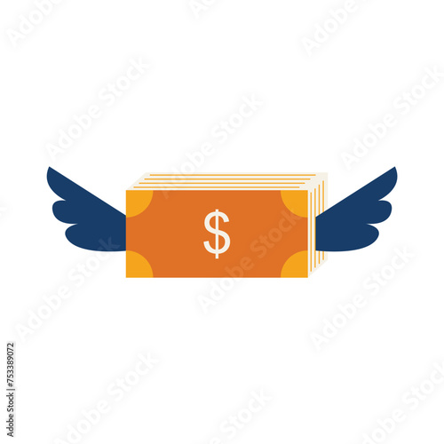 Fly Away dollars. concept of spending money