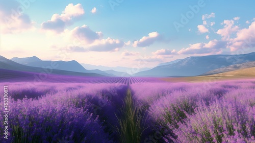 Vibrant fields of lavender stretching to the horizon.