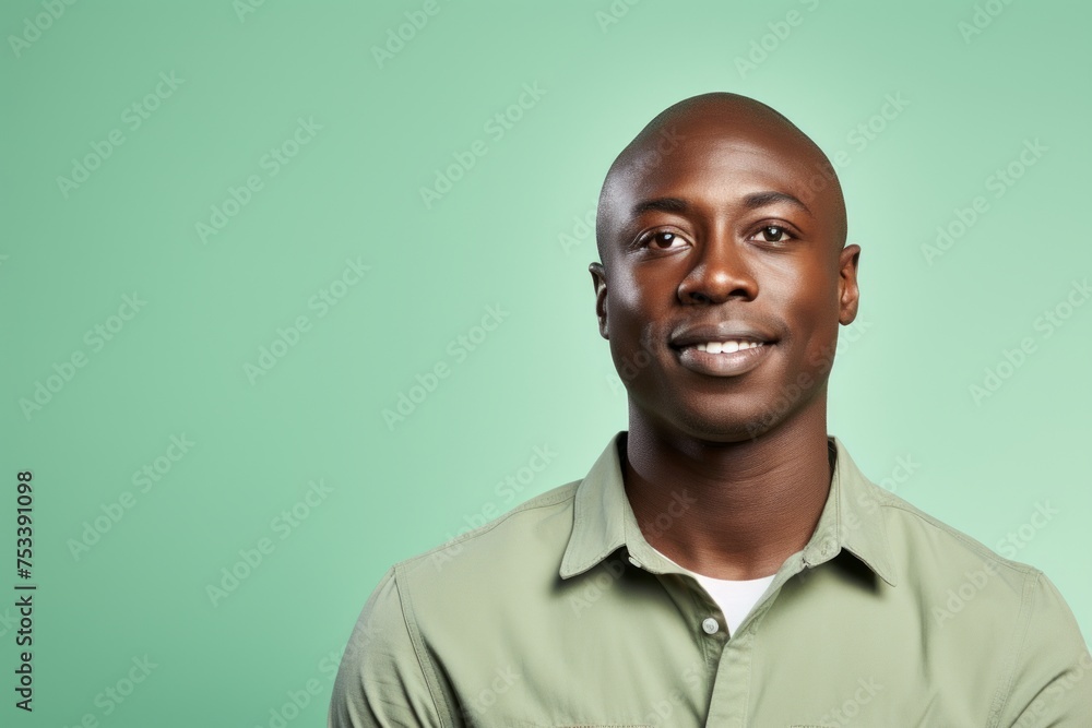 Portrait of a happy young african american man on green background Portrait of a happy young african american man on green background