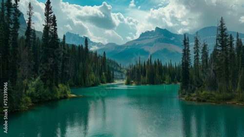 Emerald Lake, a stunning natural lake with vivid greenish-blue waters surrounded by picturesque scenery.