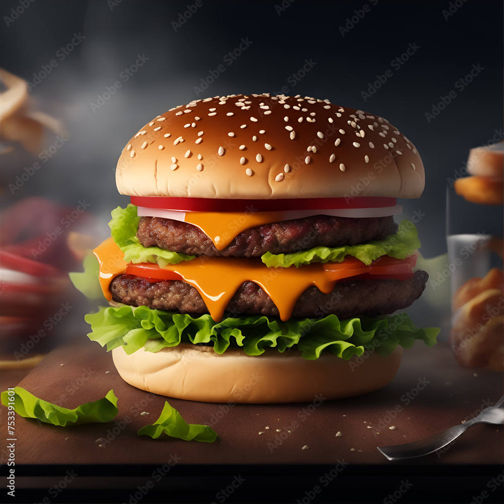 a delicious looking burger, AI generated. a delicious looking burger, AI generated.