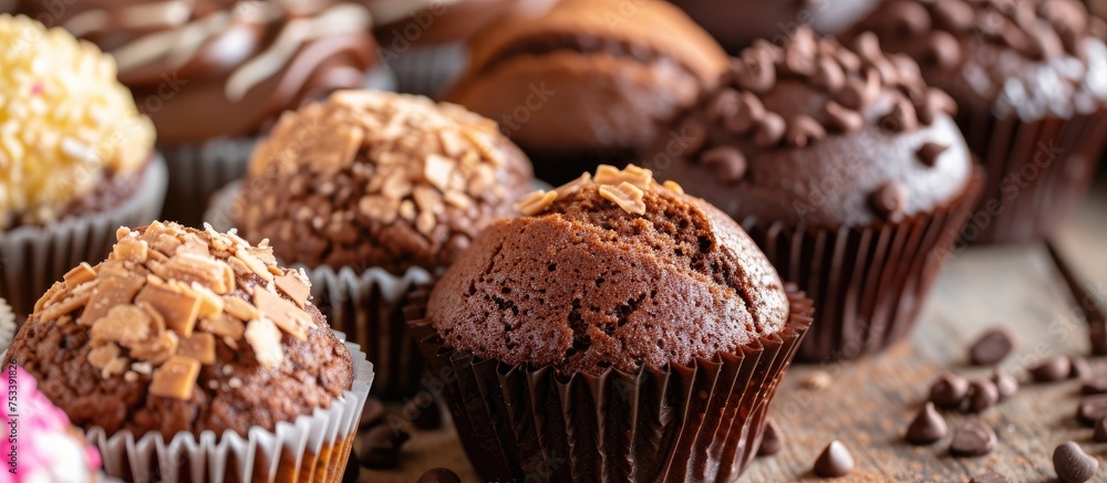 Assortment of cocoa muffins
