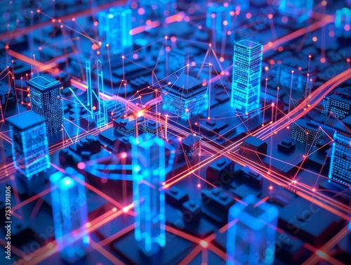 City Lights Electronic Circuit Board Technology Design