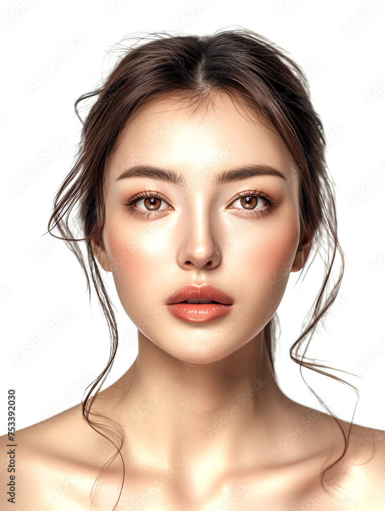Photorealistic picture of asian woman face makeup. Ai generated. Photorealistic picture of asian woman face makeup. Ai generated.