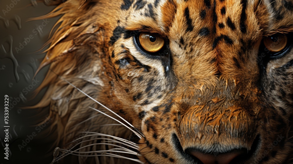 Exotic animal close-up, detailed texture with adjacent text area - obrazy, fototapety, plakaty 