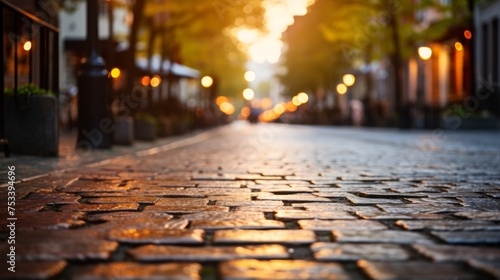 Quaint cobblestone street in an old town, nostalgic charm