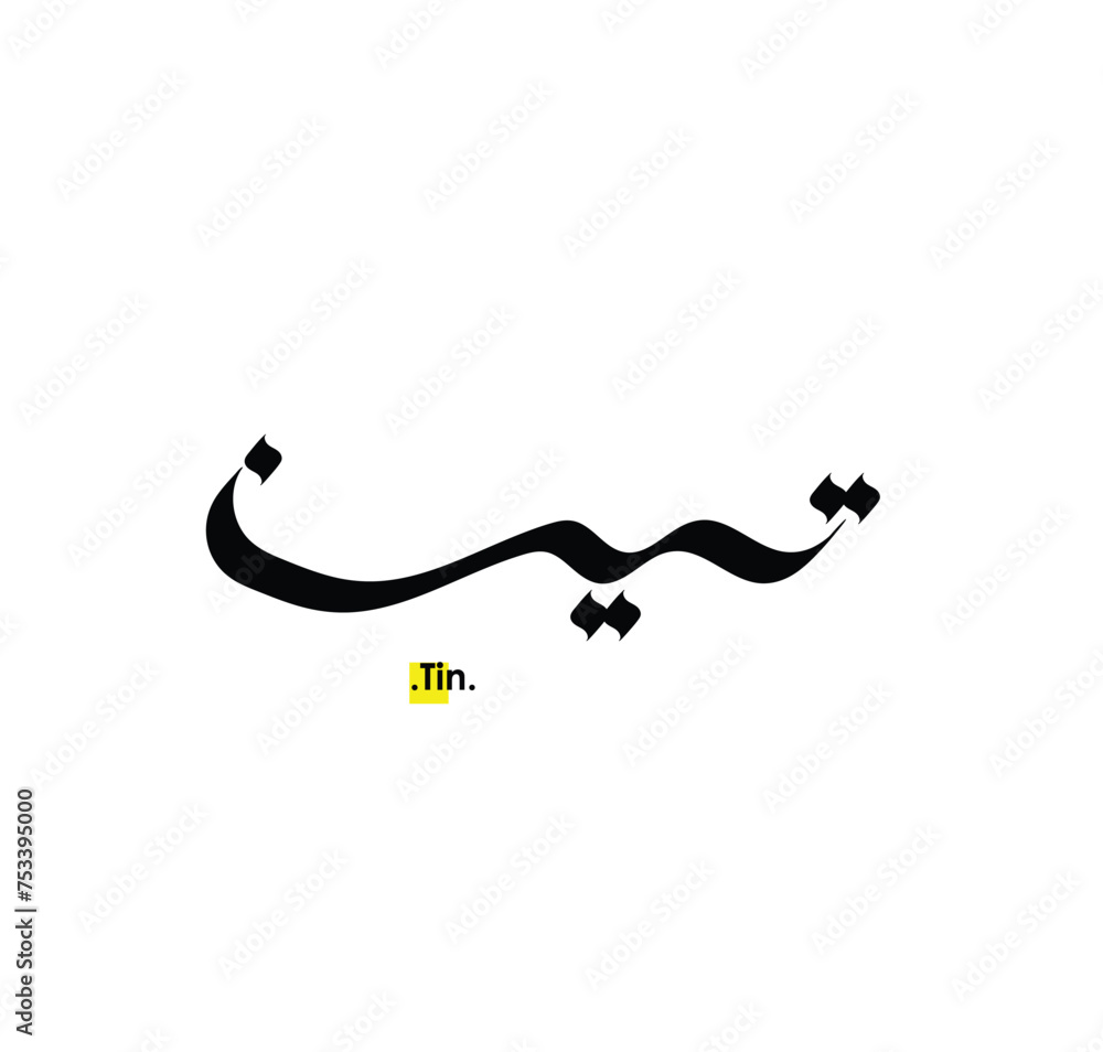 Fototapeta premium (Tin) Name in creative Arabic Calligraphy. Logo vector illustration.
