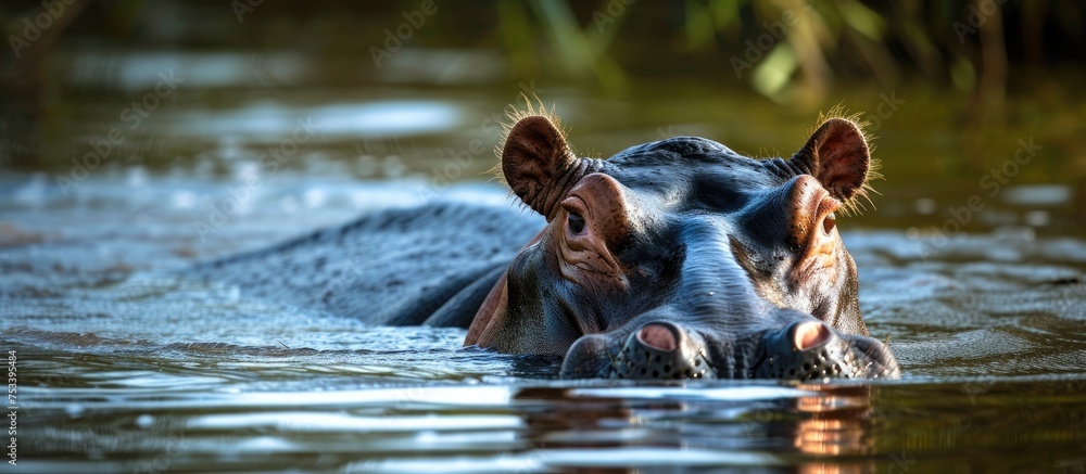 Fototapeta premium A hippo in the water