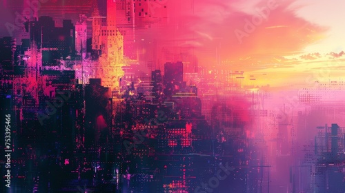 Abstract digital landscape, cyber concept