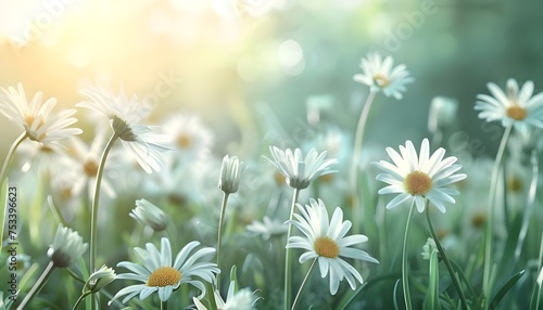 Clear summer landscape with daisies