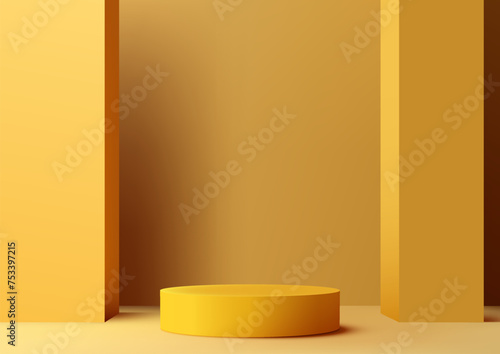 Product presentations with this modern 3D mockup featuring a yellow podium on a matching yellow background