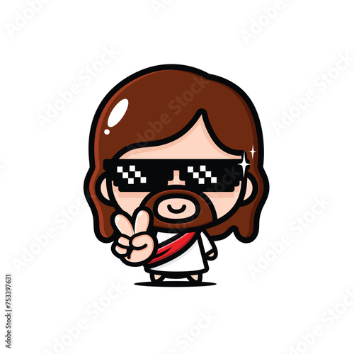 cute jesus christ wearing glasses