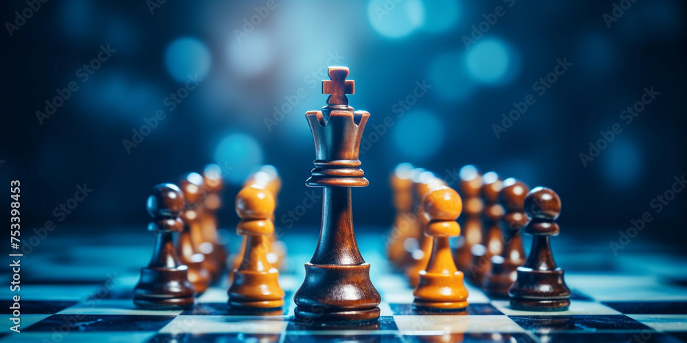 Chess a board game symbolizing business success through ideas competition and strategy. Chess Strategies for Competitive Business Minds - obrazy, fototapety, plakaty 