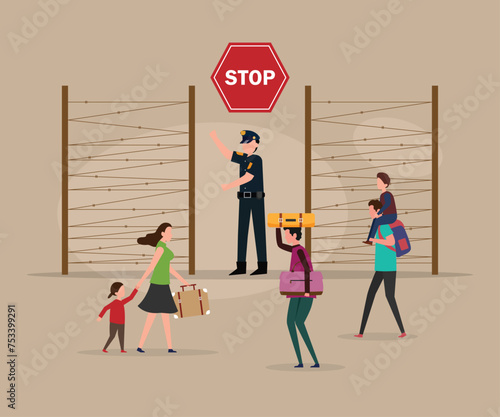 Refugees, Asylum Seekers Community flat vector illustration