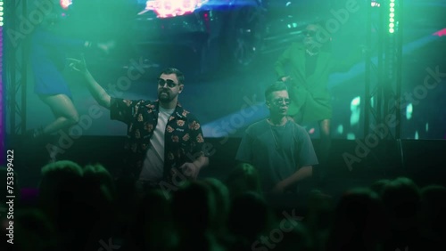 Wallpaper Mural Party In Nightclub, DJ And Host Rocking Crowd, Sexy Female Go-Go Dancers Dancing Sensually On Stage Torontodigital.ca