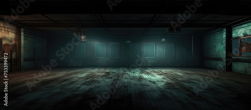 Vintage dark empty studio room panorama illustration in high definition virtual reality style