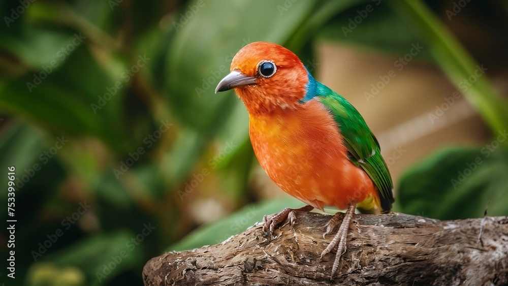 Follow bird beneath canopy tropical paradise whose feathers equal vibrant blossoms far-off flowers. flits among the trees, plumage,  symphony pinks, oranges, and purples, creates a spectacle color.