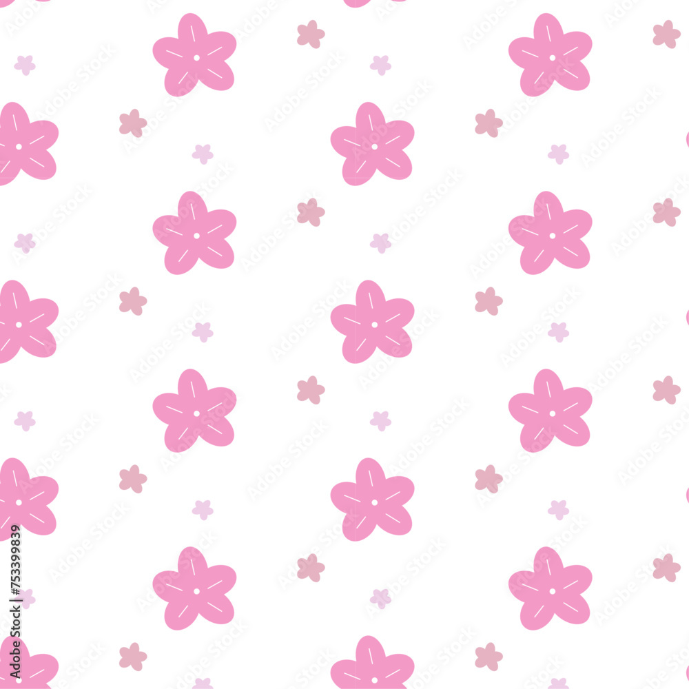 手書き風ピンク花柄パターン