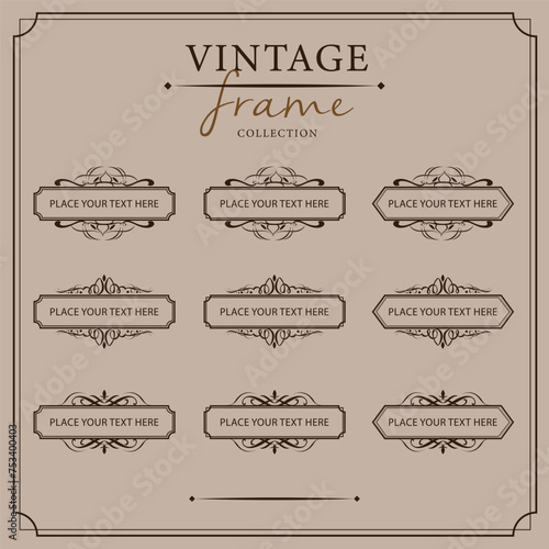 Vintage frames set. Retro design elements. Vector illustration.