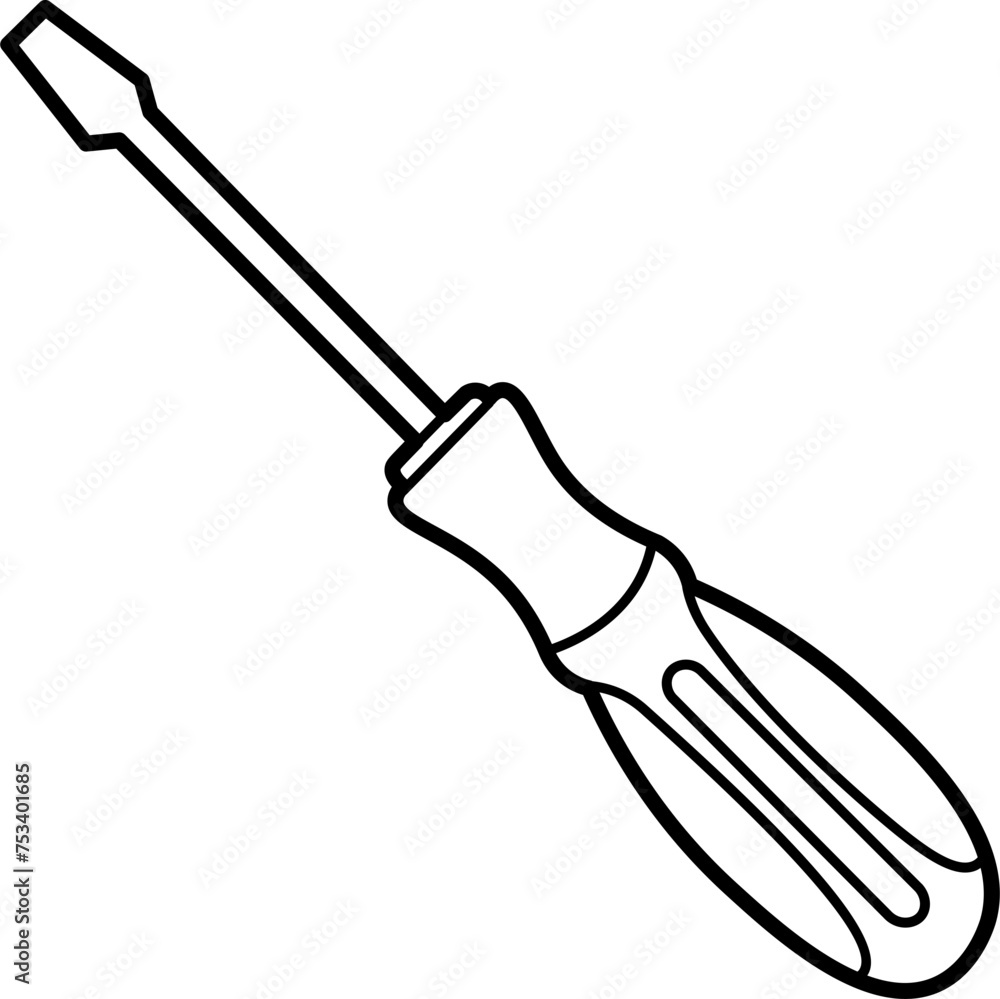Fototapeta premium Screwdriver Outline Illustration Vector
