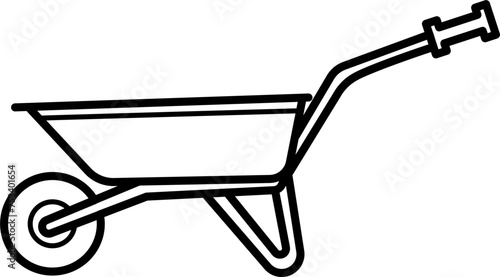 Wheelbarrow Outline Illustration Vector