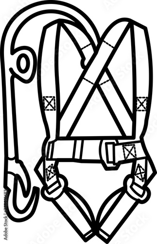 Safety Harness Outline Illustration Vector