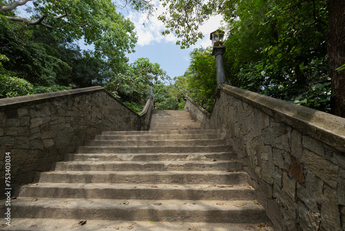 The main steps leading top to the Dambulla temple in the Central Province, Sri Lanka