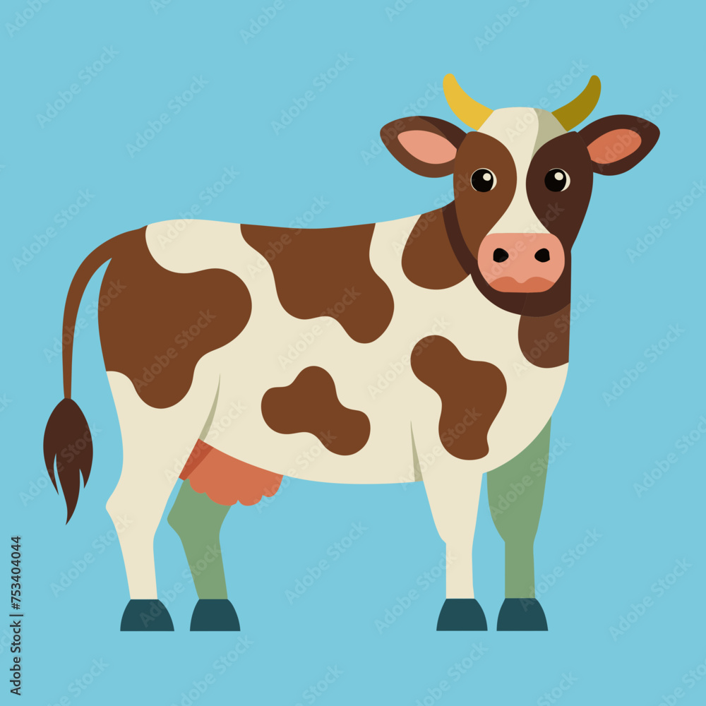 Cow, heifer, ladybird, pet, vector, illustration, draw, cartoon, pretty, cute