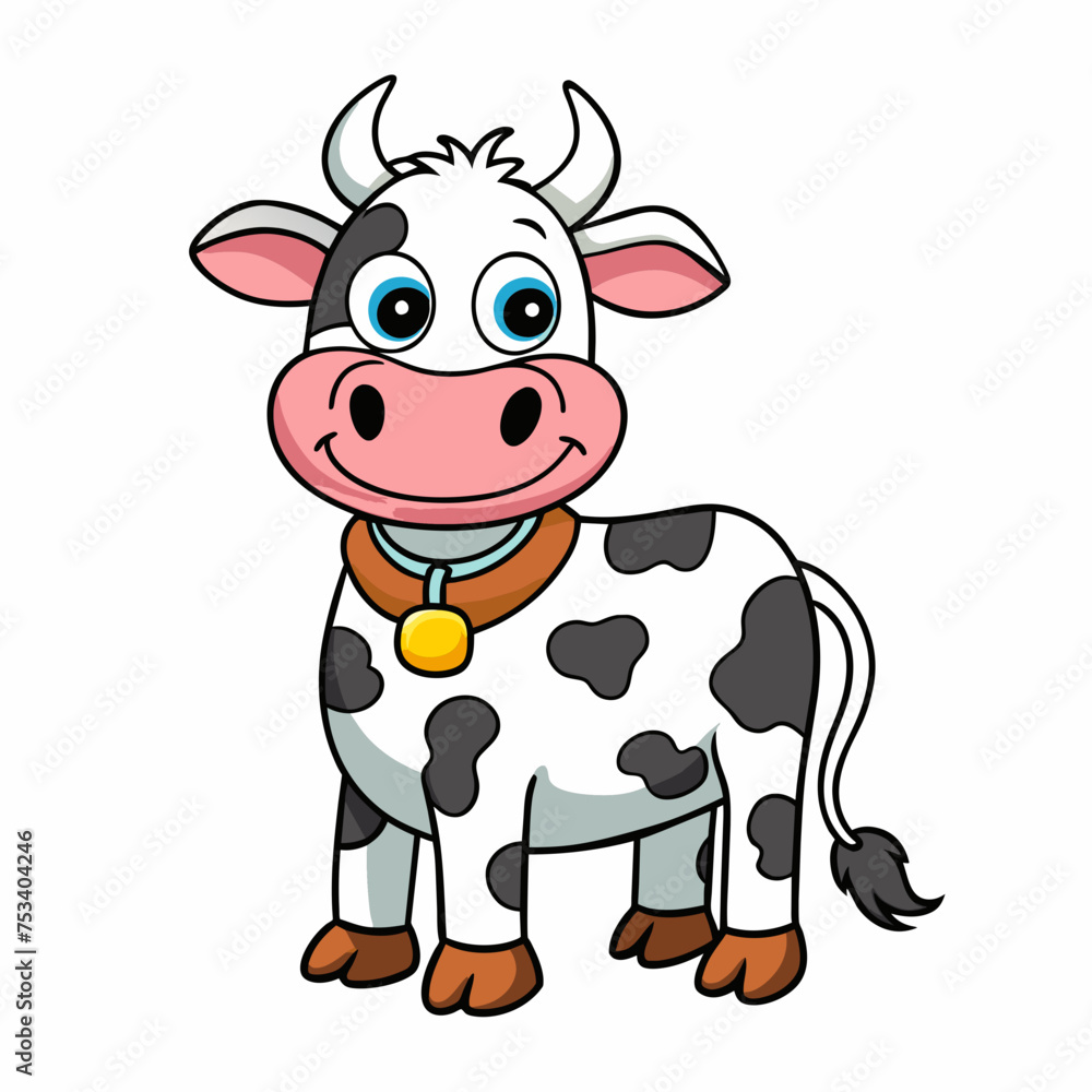 Cow, heifer, ladybird, pet, vector, illustration, draw, cartoon, pretty, cute