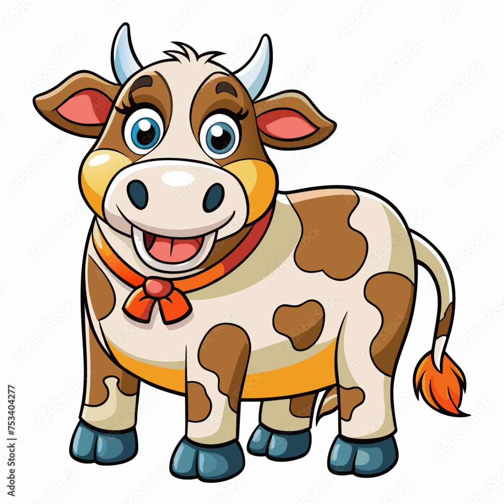 Fototapeta premium Cow, heifer, ladybird, pet, vector, illustration, draw, cartoon, pretty, cute